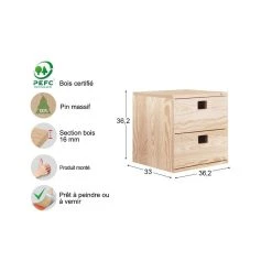 Astigarraga Cube De Rangement En Pin Massif Dinamic 2 Tiroirs. 6 Astigarraga Cube De Rangement En Pin Massif Dinamic 2 Tiroirs. -Magasin Dépôt Privé 155721