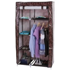 Mendler Armoire Pliable, Penderie De Camping, Garde-robe En Tissu, 163x89x43cm