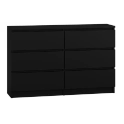 3xeLiving Commode DEMII Avec 6 Tiroirs En Noir, 120 Cm