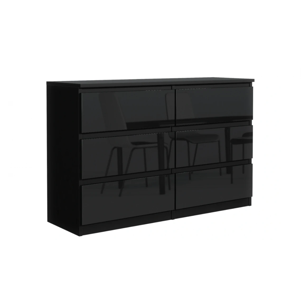 3xeLiving Commode DEMII Avec 6 Tiroirs En Noir/noir Brillant, 120 Cm 2 3xeLiving Commode DEMII Avec 6 Tiroirs En Noir/noir Brillant, 120 Cm – Image 2