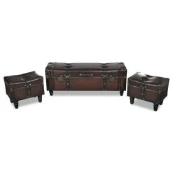 VidaXL Ensemble De Bancs De Rangement 3 Pcs Marron