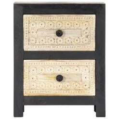 VidaXL Table De Chevet Sculptée à La Main Gris 40x30x50 Cm Manguier 9 VidaXL Table De Chevet Sculptée à La Main Gris 40x30x50 Cm Manguier -Magasin Dépôt Privé 8719883665931 g en hd 4