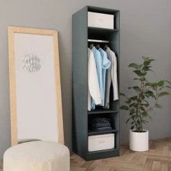 VidaXL Garde-robe Gris 50 X 50 X 200 Cm Aggloméré