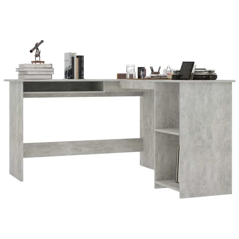 VidaXL Bureau D'Angle En Forme De L Gris Béton Aggloméré Table D'Or... 3 VidaXL Bureau D'Angle En Forme De L Gris Béton Aggloméré Table D'Or... – Image 3