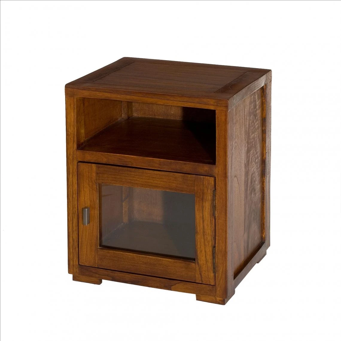 MACABANE Chevet 1 Niche 1 Porte Vitrée En Bois Mindi - Unique 1 MACABANE Chevet 1 Niche 1 Porte Vitrée En Bois Mindi - Unique