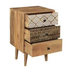 Rendez Vous Déco Table De Chevet Tali 3 Tiroirs -Magasin Dépôt Privé achat table de chevet bois brut