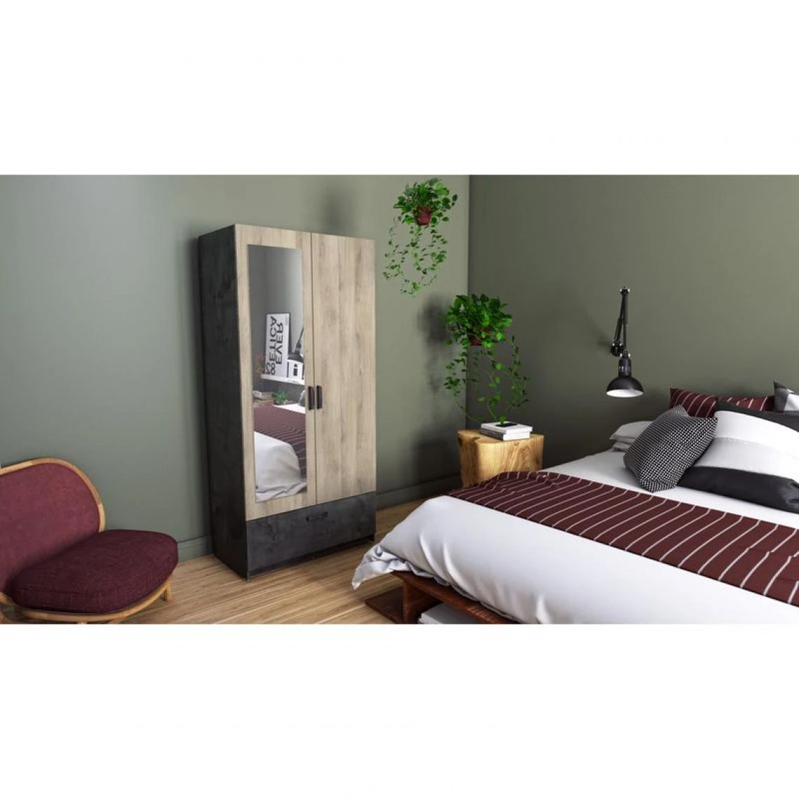 BUT Armoire 2 Portes 1 Tiroir L.89 Cm READY Imitation Chêne Kronberg Et A... 2 BUT Armoire 2 Portes 1 Tiroir L.89 Cm READY Imitation Chêne Kronberg Et A... – Image 2