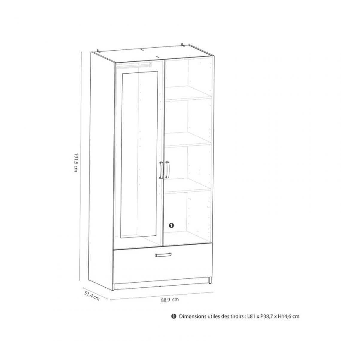 BUT Armoire 2 Portes 1 Tiroir L.89 Cm READY Imitation Chêne Kronberg Et A... 4 BUT Armoire 2 Portes 1 Tiroir L.89 Cm READY Imitation Chêne Kronberg Et A... – Image 4