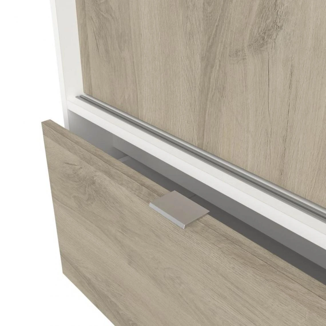 BUT Armoire 2 Portes Coulissantes Imitation Chêne Kronberg Et Blanc L.120... 4 BUT Armoire 2 Portes Coulissantes Imitation Chêne Kronberg Et Blanc L.120... – Image 4