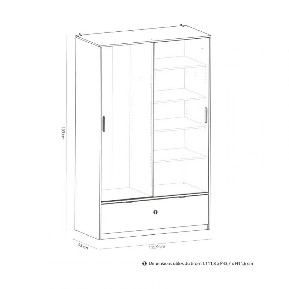 BUT Armoire 2 Portes Coulissantes Imitation Chêne Kronberg Et Blanc L.120... 5 BUT Armoire 2 Portes Coulissantes Imitation Chêne Kronberg Et Blanc L.120... – Image 5