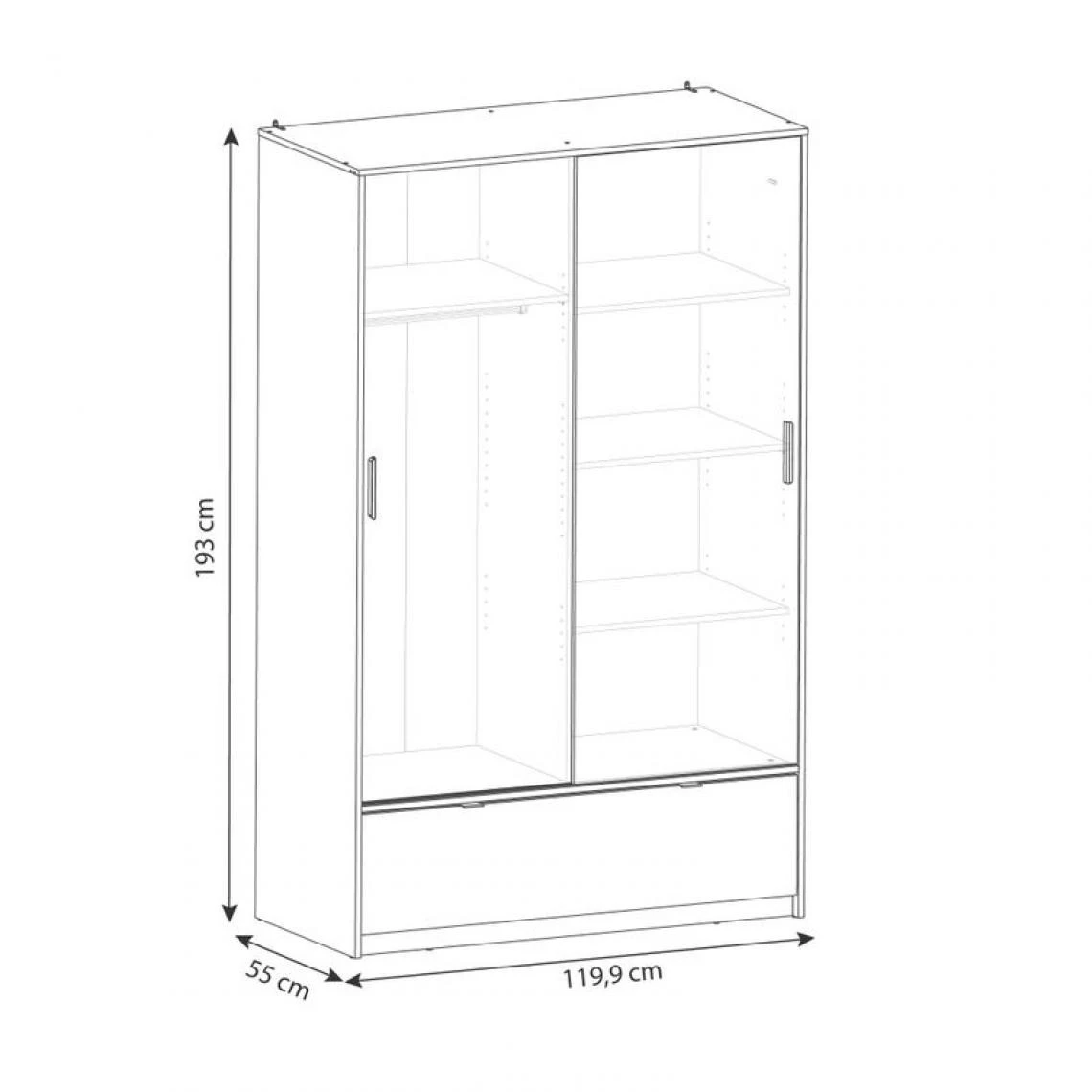 BUT Armoire 2 Portes Coulissantes L.120 Cm Imitation Chêne Kronberg Et Ar... 3 BUT Armoire 2 Portes Coulissantes L.120 Cm Imitation Chêne Kronberg Et Ar... – Image 3