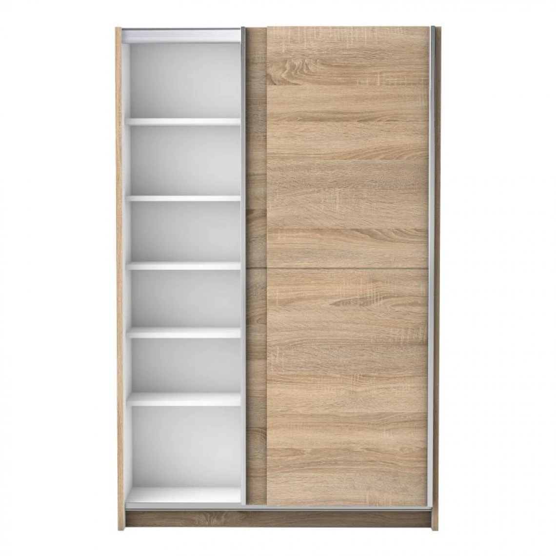 BUT Armoire 2 Portes Coulissantes L.125 Cm FAST Imitation Chêne 4 BUT Armoire 2 Portes Coulissantes L.125 Cm FAST Imitation Chêne – Image 4