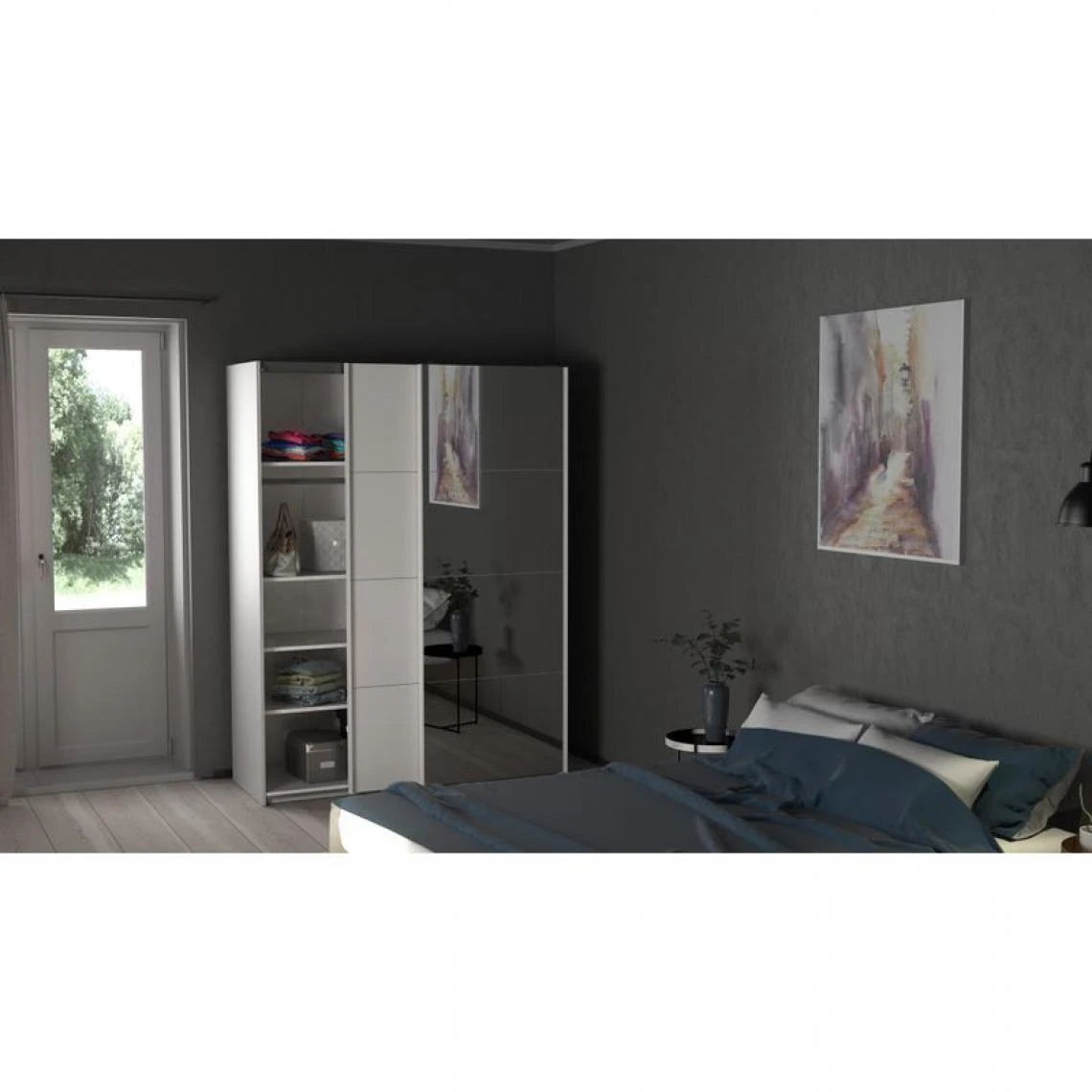 BUT Armoire 2 Portes Coulissantes L.150 Cm ELEGANCE MINI Blanc Et Blanc La... 2 BUT Armoire 2 Portes Coulissantes L.150 Cm ELEGANCE MINI Blanc Et Blanc La... – Image 2