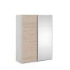 BUT Armoire 2 Portes Coulissantes L.150 Cm ELEGANCE MINI Blanc Et Imitatio...