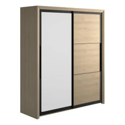 BUT Armoire 2 Portes Coulissantes L.191 Cm BRUGGES Imitation Châtaignier ...