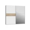 Tbs Armoire 2 Portes Coulissantes + Miroir - Décor Blanc Et Sonoma - L 22...