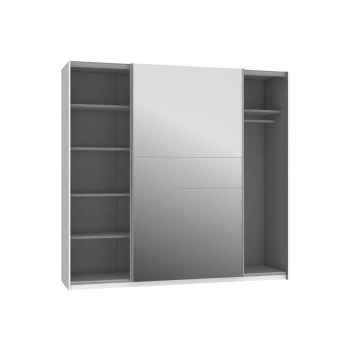 Tbs Armoire 2 Portes Coulissantes + Miroir - Décor Blanc Et Sonoma - L 22... 4 Tbs Armoire 2 Portes Coulissantes + Miroir - Décor Blanc Et Sonoma - L 22... – Image 4
