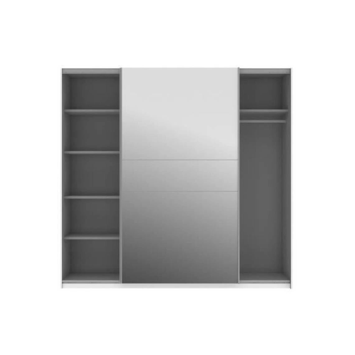 Tbs Armoire 2 Portes Coulissantes + Miroir - Décor Blanc Et Sonoma - L 22... 5 Tbs Armoire 2 Portes Coulissantes + Miroir - Décor Blanc Et Sonoma - L 22... – Image 5