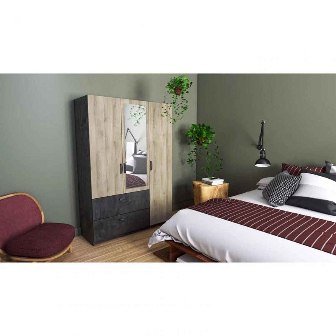 BUT Armoire 3 Portes 2 Tiroirs L.134 Cm READY Imitation Chêne Kronberg Et... 2 BUT Armoire 3 Portes 2 Tiroirs L.134 Cm READY Imitation Chêne Kronberg Et... – Image 2