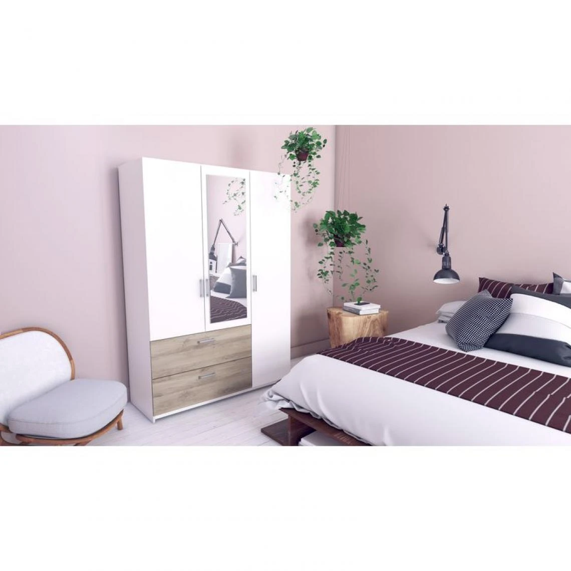 BUT Armoire 3 Portes 2 Tiroirs L.134 Cm READY Imitation Chêne Kronberg Et... 2 BUT Armoire 3 Portes 2 Tiroirs L.134 Cm READY Imitation Chêne Kronberg Et... – Image 2