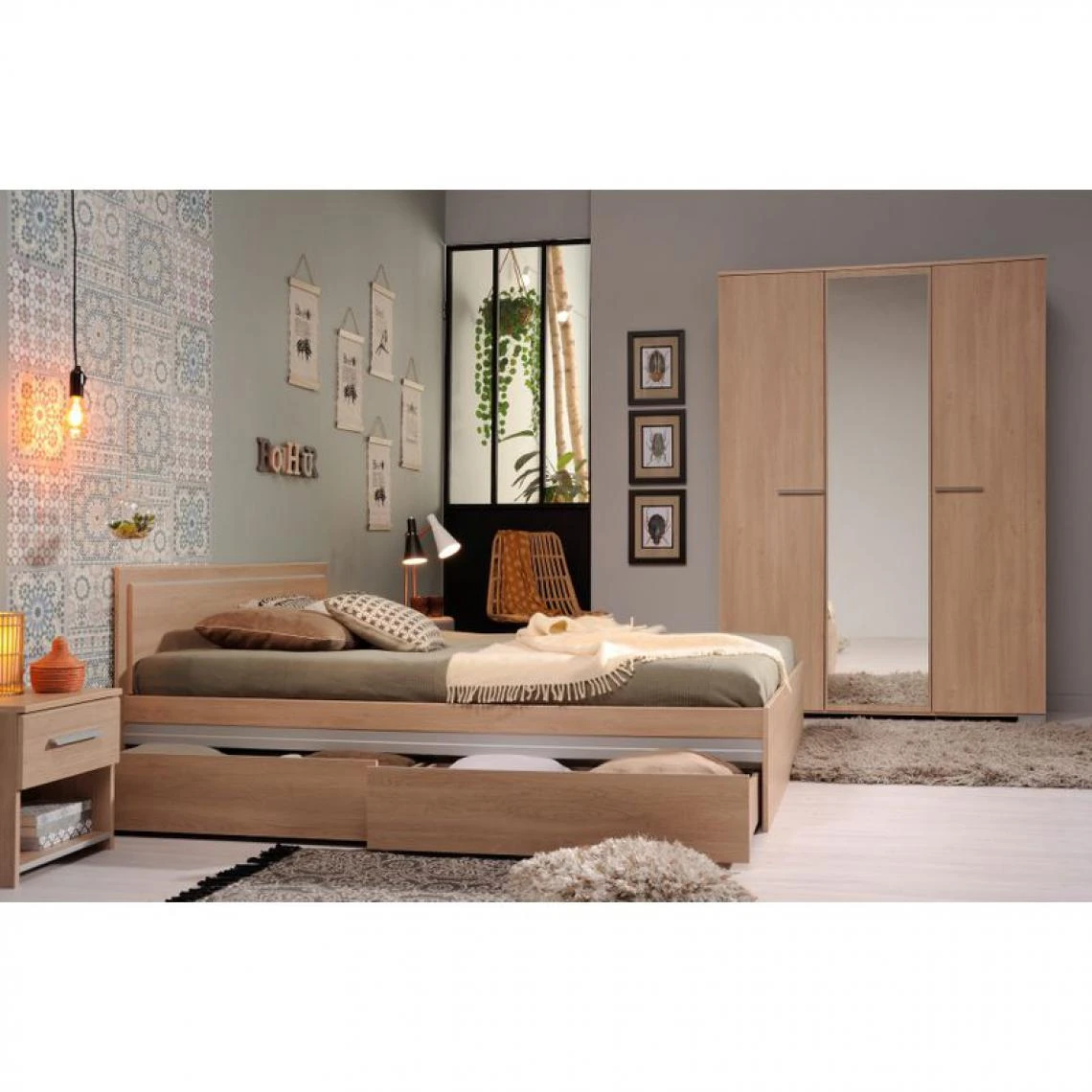 BUT Armoire 3 Portes L.139 Cm EKKO Imitation Chêne 2 BUT Armoire 3 Portes L.139 Cm EKKO Imitation Chêne – Image 2