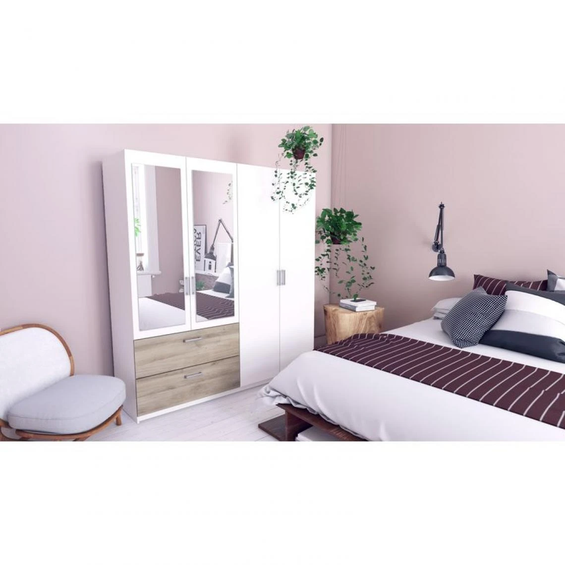 BUT Armoire 4 Portes 2 Tiroirs L.179 Cm READY Imitation Chêne Kronberg Et... 2 BUT Armoire 4 Portes 2 Tiroirs L.179 Cm READY Imitation Chêne Kronberg Et... – Image 2