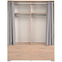 BUT Armoire 4 Tiroirs 2 Rideaux L.153 Cm EKKO Imitation Chêne -Magasin Dépôt Privé armoire 4 tiroirs 2 rideaux l153 cm ekko imitation chene 10146356 26103800 1140x1140