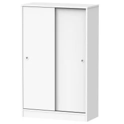 Pegane Armoire Avec 2 Portes Coulissantes Coloris Blanc - Hauteur 120 X Longu...