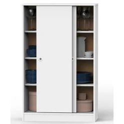Pegane Armoire Avec 2 Portes Coulissantes Coloris Blanc - Hauteur 120 X Longu... -Magasin Dépôt Privé armoire avec 2 portes coulissantes coloris blanc hauteur 120 x longueur 74 x profondeur 33 cm 10955644 28616962 1140x1140