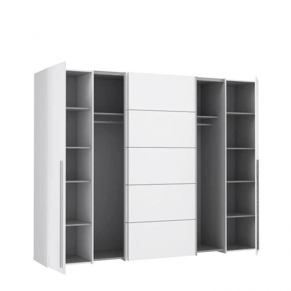 CSTORE Armoire - Blanc Mat - 2 Portes Battantes + 2 Portes Coulissantes - L ... 4 CSTORE Armoire - Blanc Mat - 2 Portes Battantes + 2 Portes Coulissantes - L ... – Image 4