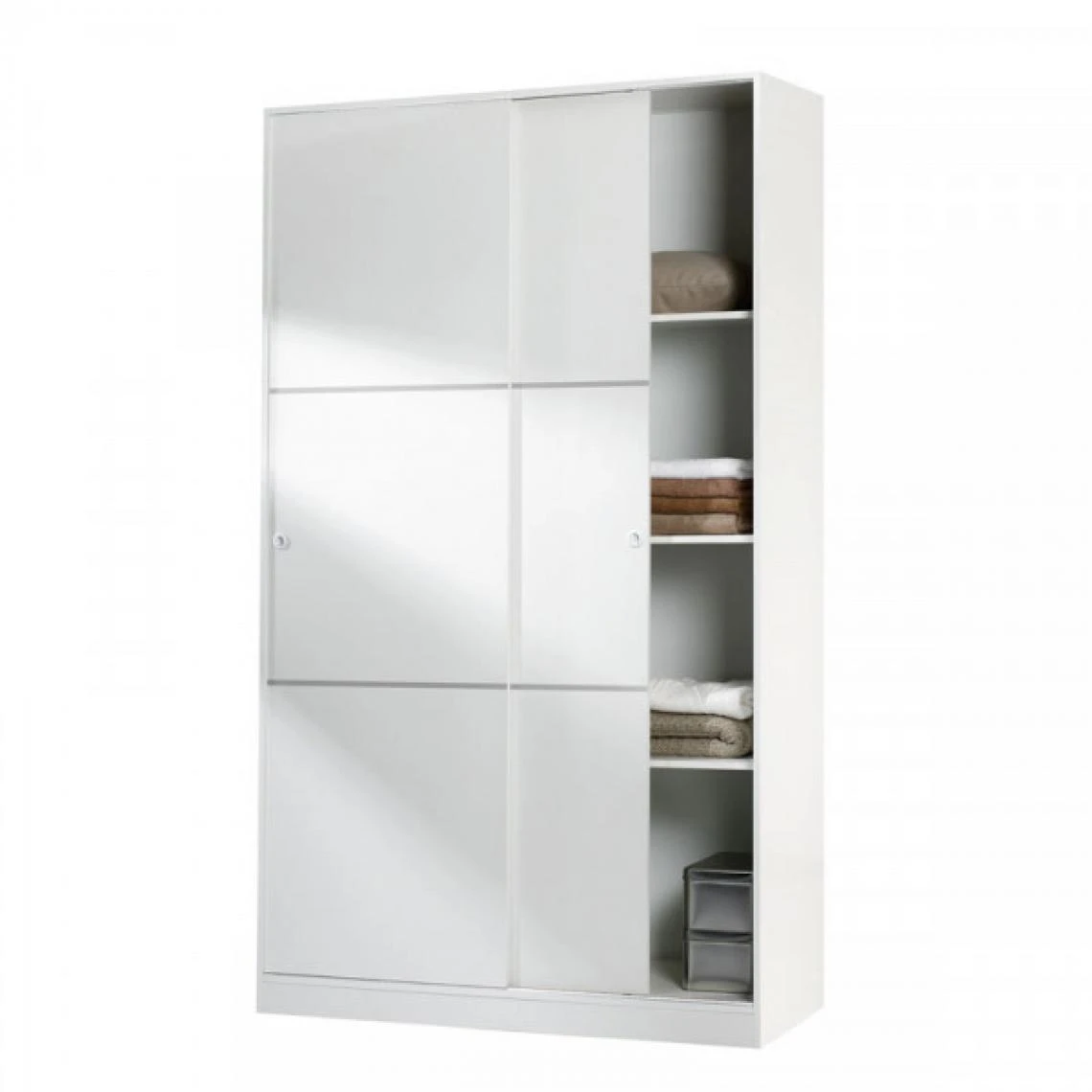Dansmamaison Armoire Coulissante 2 Portes Blanc - RAFU - L 120 X L 50 X H 200 Cm 3 Dansmamaison Armoire Coulissante 2 Portes Blanc - RAFU - L 120 X L 50 X H 200 Cm – Image 3