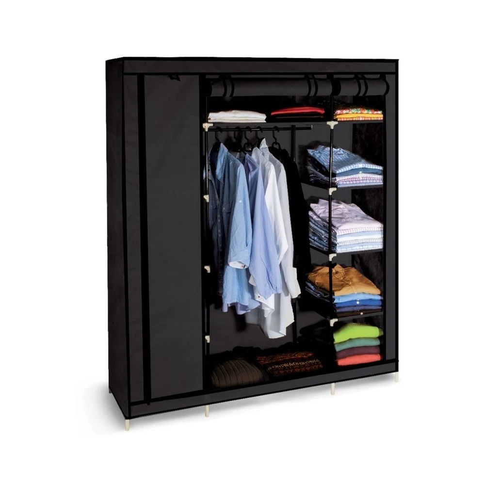 Idmarket Armoire De Rangement Noire Dressing Penderie XXL Tissu 6 Idmarket Armoire De Rangement Noire Dressing Penderie XXL Tissu – Image 6