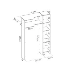 Vente-unique Dressing D'angle Extensible DORIAN - L164/234 Cm - Blanc Et Gris -Magasin Dépôt Privé armoire dorian 11917984 31541334 1140x1140