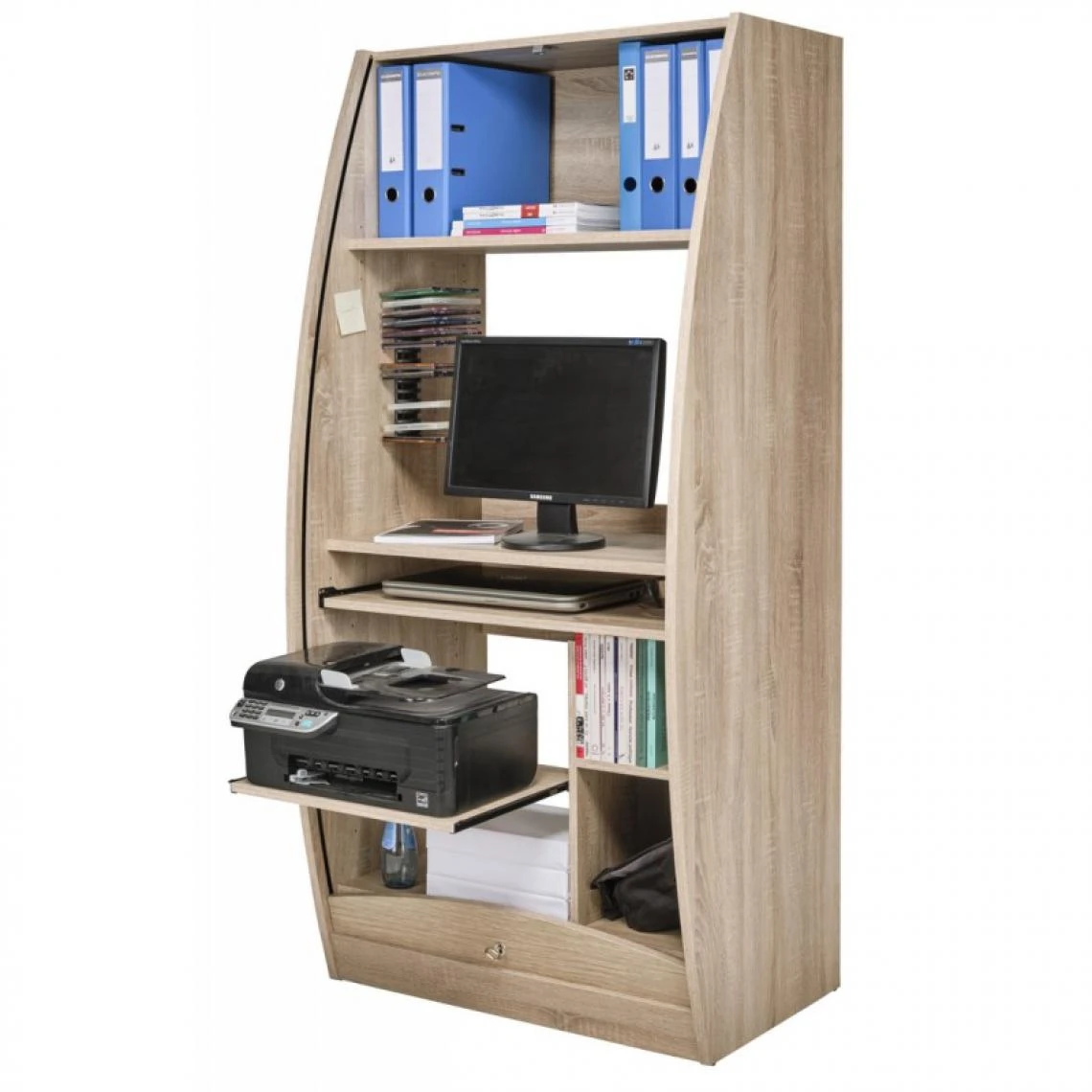 Simmob Armoire Informatique Galbée 80 Cm Chêne 2 Simmob Armoire Informatique Galbée 80 Cm Chêne – Image 2