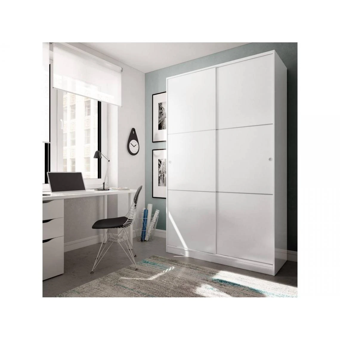 Habitat Et Jardin Armoire Max - 2 Portes Coulissantes - 200 X 120 X 50 Cm - Blanc 2 Habitat Et Jardin Armoire Max - 2 Portes Coulissantes - 200 X 120 X 50 Cm - Blanc – Image 2