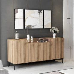 Homemania Armoire Multifonctionnelle Ellaria - Portes, étagères - Du Salon, Du... 7 Homemania Armoire Multifonctionnelle Ellaria - Portes, étagères - Du Salon, Du... -Magasin Dépôt Privé armoire multifonctionnelle ellaria portes etageres du salon du hall de la chambre a coucher noyer en bague de particules de melamine metal 160 x 42 x 75 10583206 27507692 1140x1140