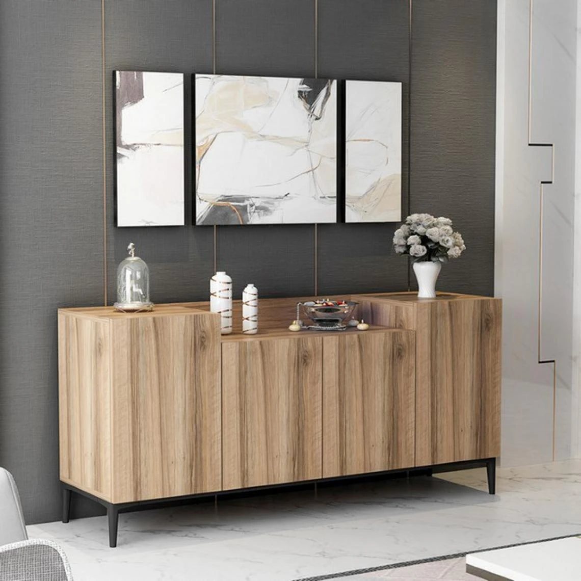 Homemania Armoire Multifonctionnelle Ellaria - Portes, étagères - Du Salon, Du... 3 Homemania Armoire Multifonctionnelle Ellaria - Portes, étagères - Du Salon, Du... – Image 3