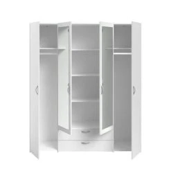Parisot Armoire VARIA - Décor Blanc - 4 Portes Battantes + 2 Miroirs + 2 Tiro... -Magasin Dépôt Privé armoire varia decor blanc 4 portes battantes 2 miroirs 2 tiroirs l 160 x h 185 x p 51 cm parisot 14070190 39073904 1140x1140