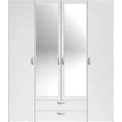 Parisot Armoire VARIA - Décor Blanc - 4 Portes Battantes + 2 Miroirs + 2 Tiro... -Magasin Dépôt Privé armoire varia decor blanc 4 portes battantes 2 miroirs 2 tiroirs l 160 x h 185 x p 51 cm parisot 14070190 39073908 1140x1140