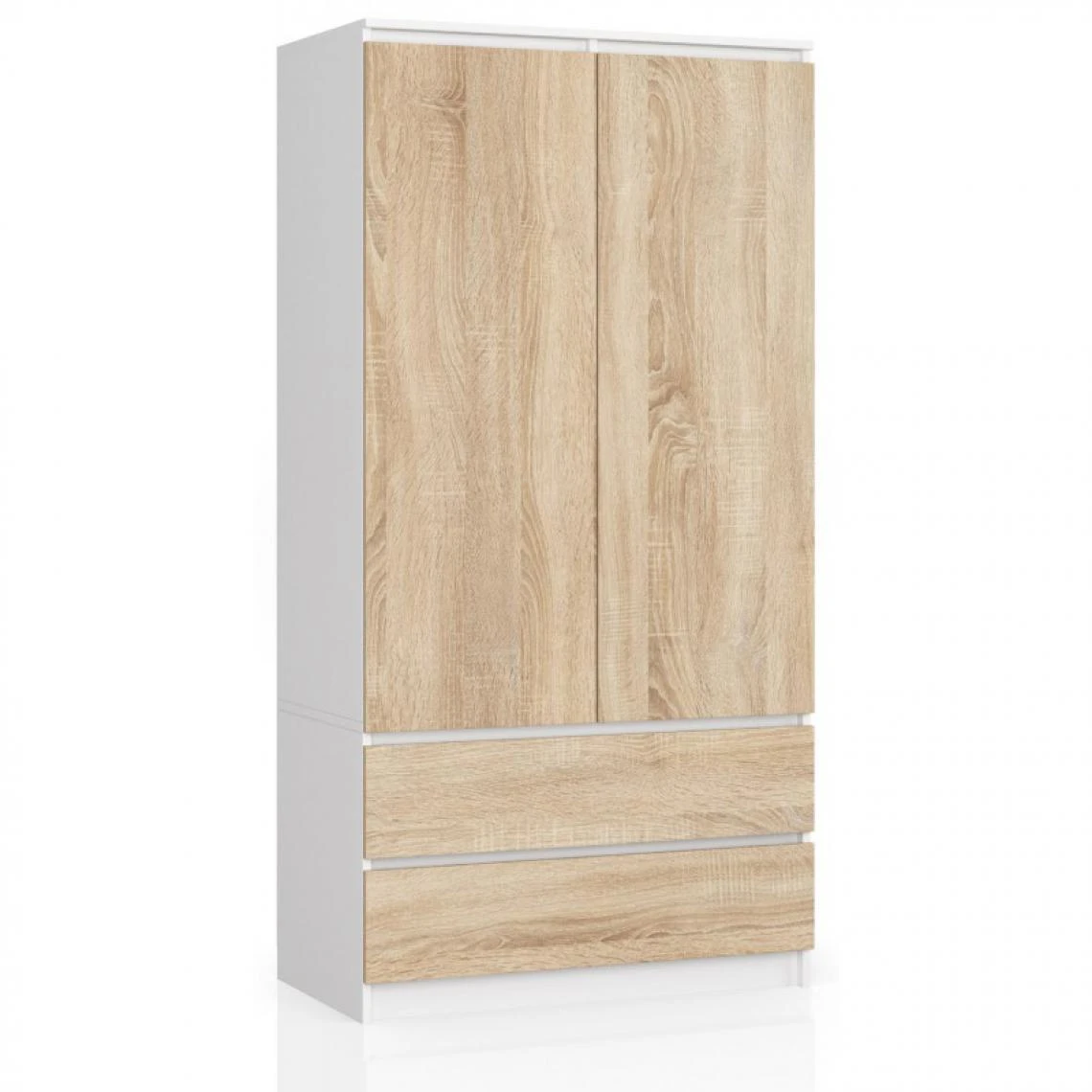 Hucoco BIANCA - Armoire Avec 2 Tiroirs - 180x90x51cm - Meuble De Rangement - ... 1 Hucoco BIANCA - Armoire Avec 2 Tiroirs - 180x90x51cm - Meuble De Rangement - ...