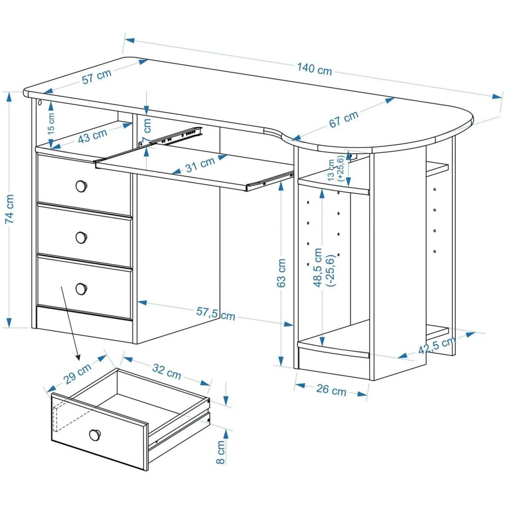 IDIMEX Bureau En Pin BOB, Vernis Naturel 2 IDIMEX Bureau En Pin BOB, Vernis Naturel – Image 2