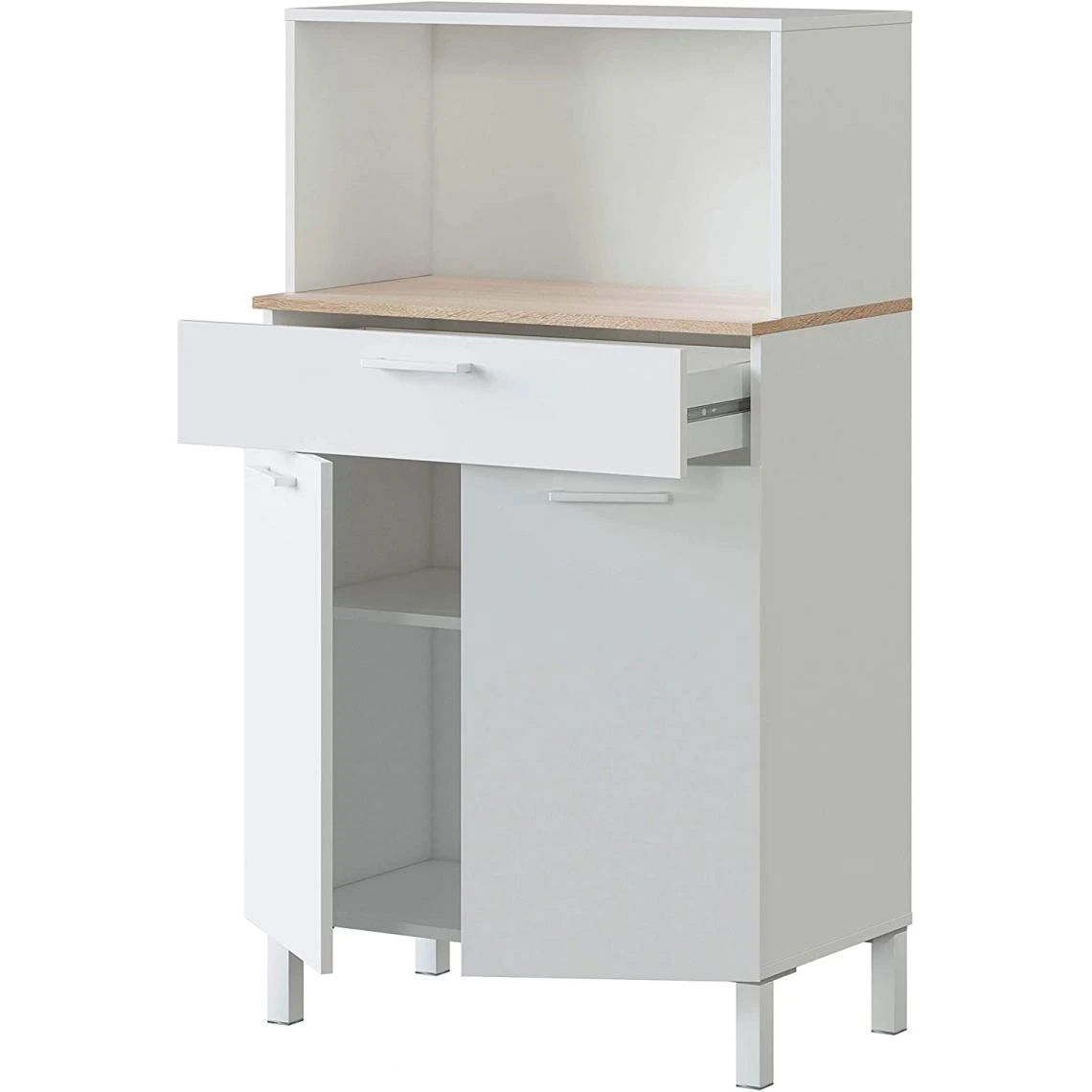 Pegane Buffet Meuble Cuisine 2 Portes + Tiroir Coloris Blanc Artic / Chêne C... 2 Pegane Buffet Meuble Cuisine 2 Portes + Tiroir Coloris Blanc Artic / Chêne C... – Image 2