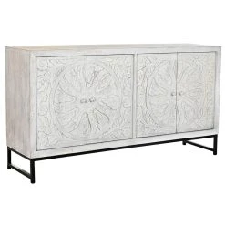 Pegane Buffet Meuble De Rangement En Bois De Manguier Coloris Blanc Et Métal...