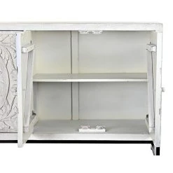 Pegane Buffet Meuble De Rangement En Bois De Manguier Coloris Blanc Et Métal... -Magasin Dépôt Privé buffet meuble de rangement en bois de manguier coloris blanc et metal noir longueur 150 x hauteur 80 x profondeur 38 cm 12661282 34030672 1140x1140