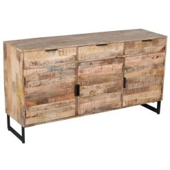 Pegane Buffet Meuble De Rangement En Bois De Manguier Coloris Naturel Et Mét...