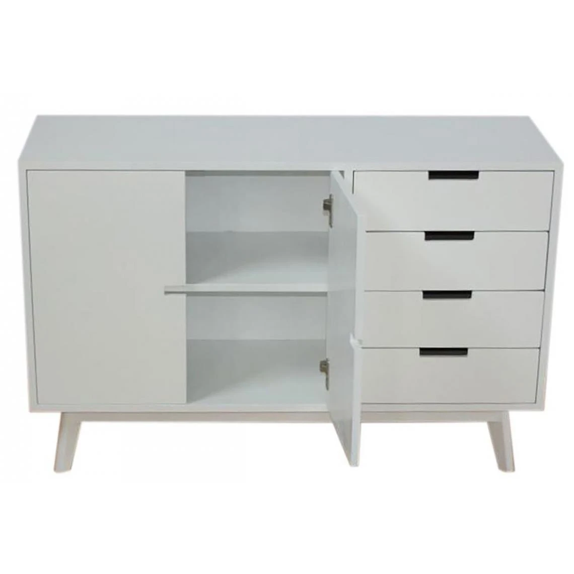 Pegane Buffet Meuble De Rangement En Bois De Paulownia Et MDF Coloris Blanc -... 2 Pegane Buffet Meuble De Rangement En Bois De Paulownia Et MDF Coloris Blanc -... – Image 2