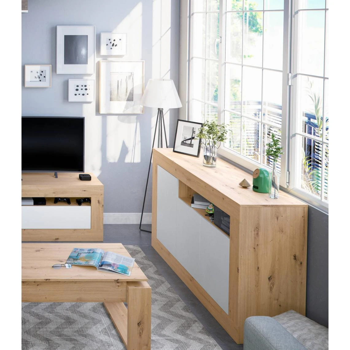 ALTER Buffet Moderne à 3 Portes, Meuble TV De Salon, Buffet De Cuisine, Cm ... 1 ALTER Buffet Moderne à 3 Portes, Meuble TV De Salon, Buffet De Cuisine, Cm ...