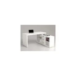 Vente-unique Bureau D'angle Avec Rangements ALDRIC III - Blanc