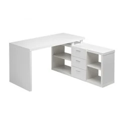 Vente-unique Bureau D'angle Avec Rangements ALDRIC III - Blanc -Magasin Dépôt Privé bureau 227587