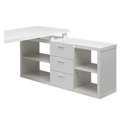 Vente-unique Bureau D'angle Avec Rangements ALDRIC III - Blanc -Magasin Dépôt Privé bureau 227603